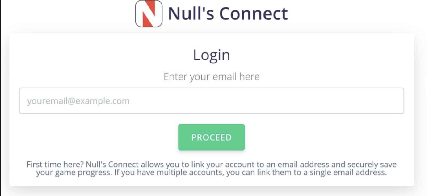 Wprowadź adres e-mail i połącz grę Nulls Brawl 